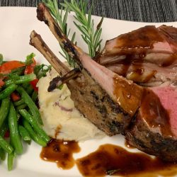 rack of Australian lamb chop with rosemary au jus