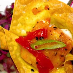 citrus pepper salmon wonton
